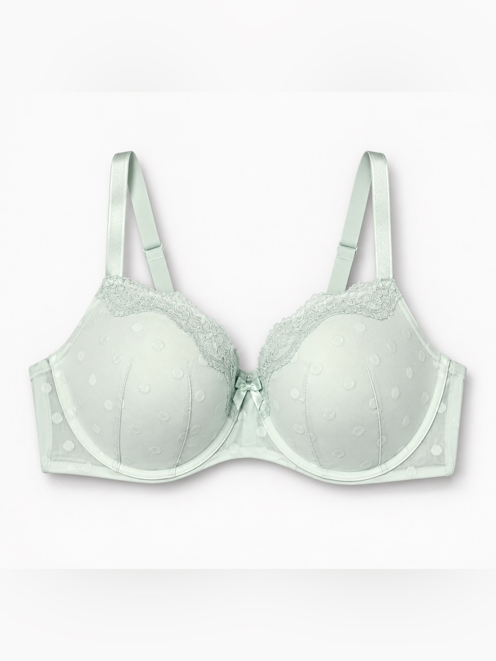 Torrid 42D Mint Sea-foam Green Lace Polka Dot Underwire Bra Romantic Cottagecore